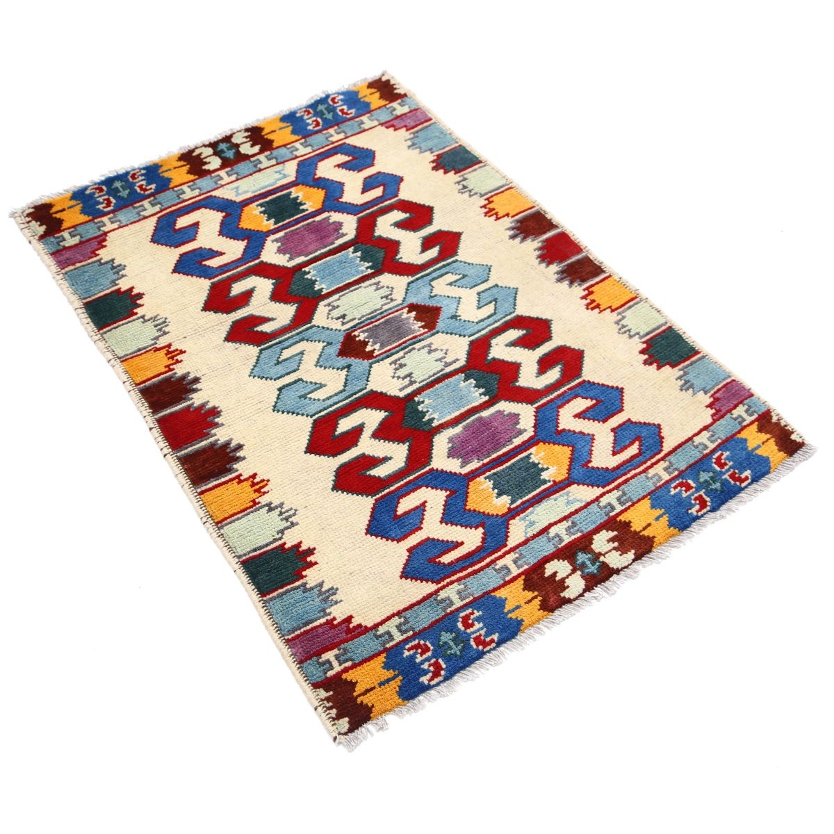 Revival 3x4 Handmade Double Knotted Washable Wool Rug - Colorful