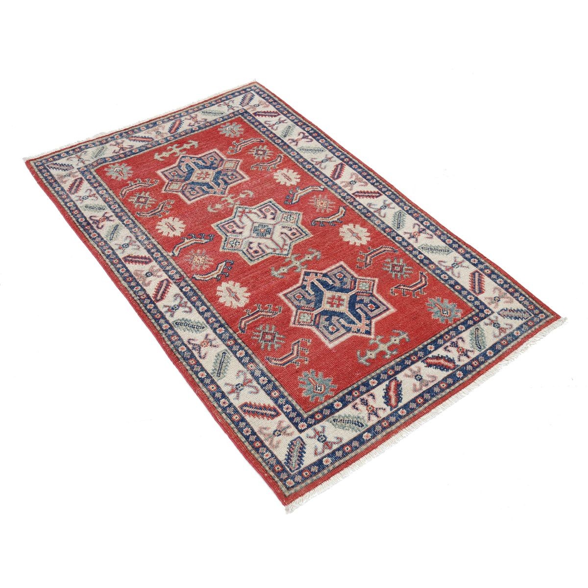 Kazak 3x5 Handmade Double Knotted Washable Wool Rug - Colorful