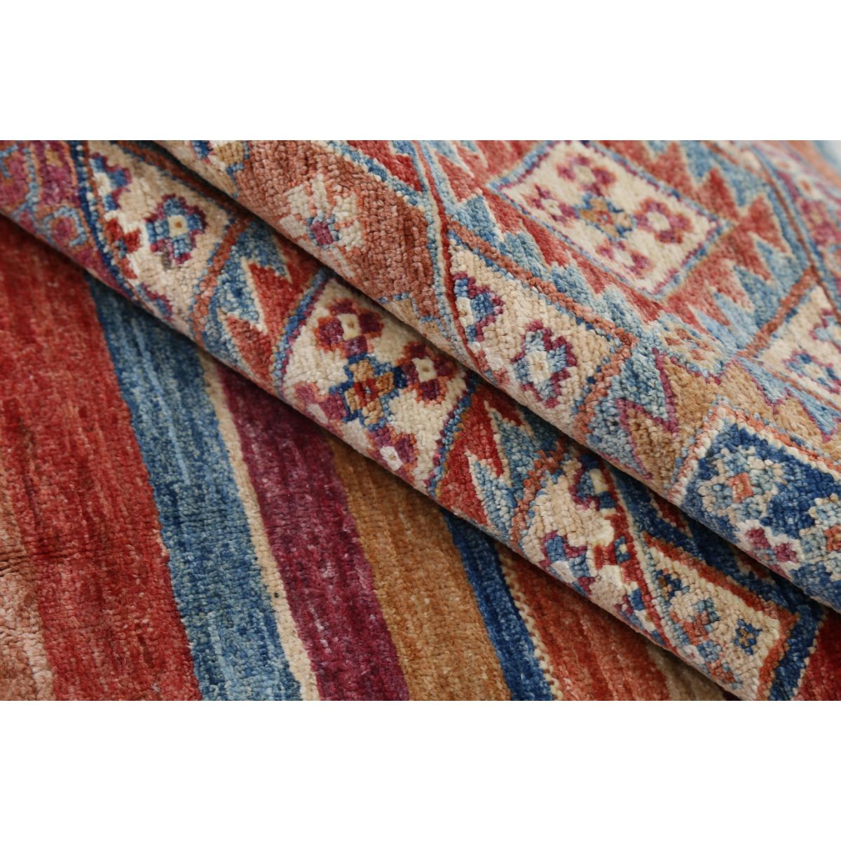 Khurjeen 6x8 Handmade Double Knotted Washable Wool Rug - Colorful
