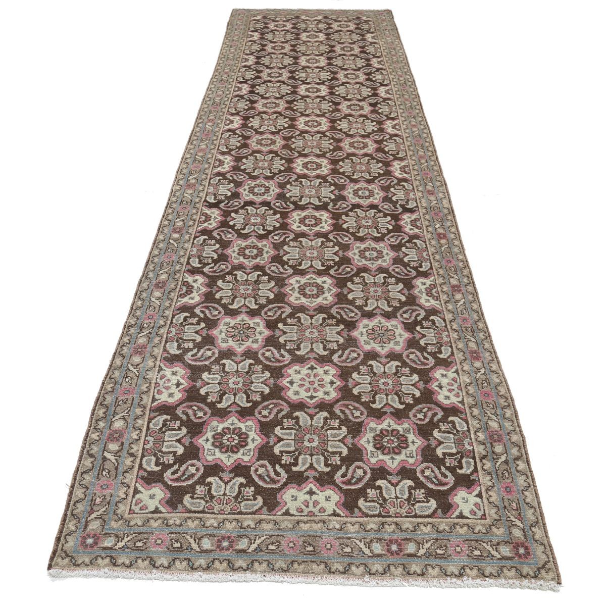 Vintage 4x13 Handmade Double Knotted Washable Wool Runner - Soft Hues