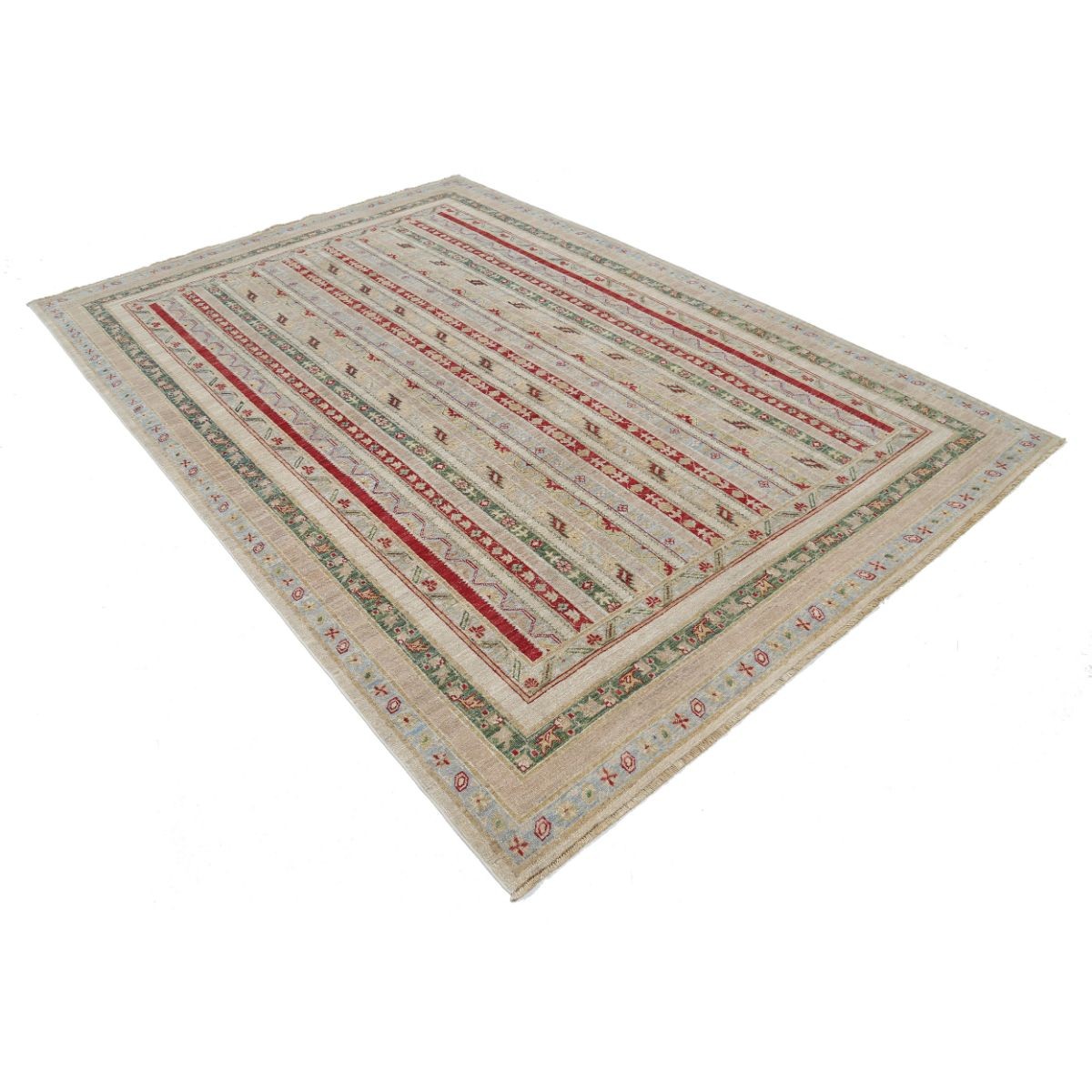 Shaal 7x10 Handmade Double Knotted Washable Wool Rug - Colorful