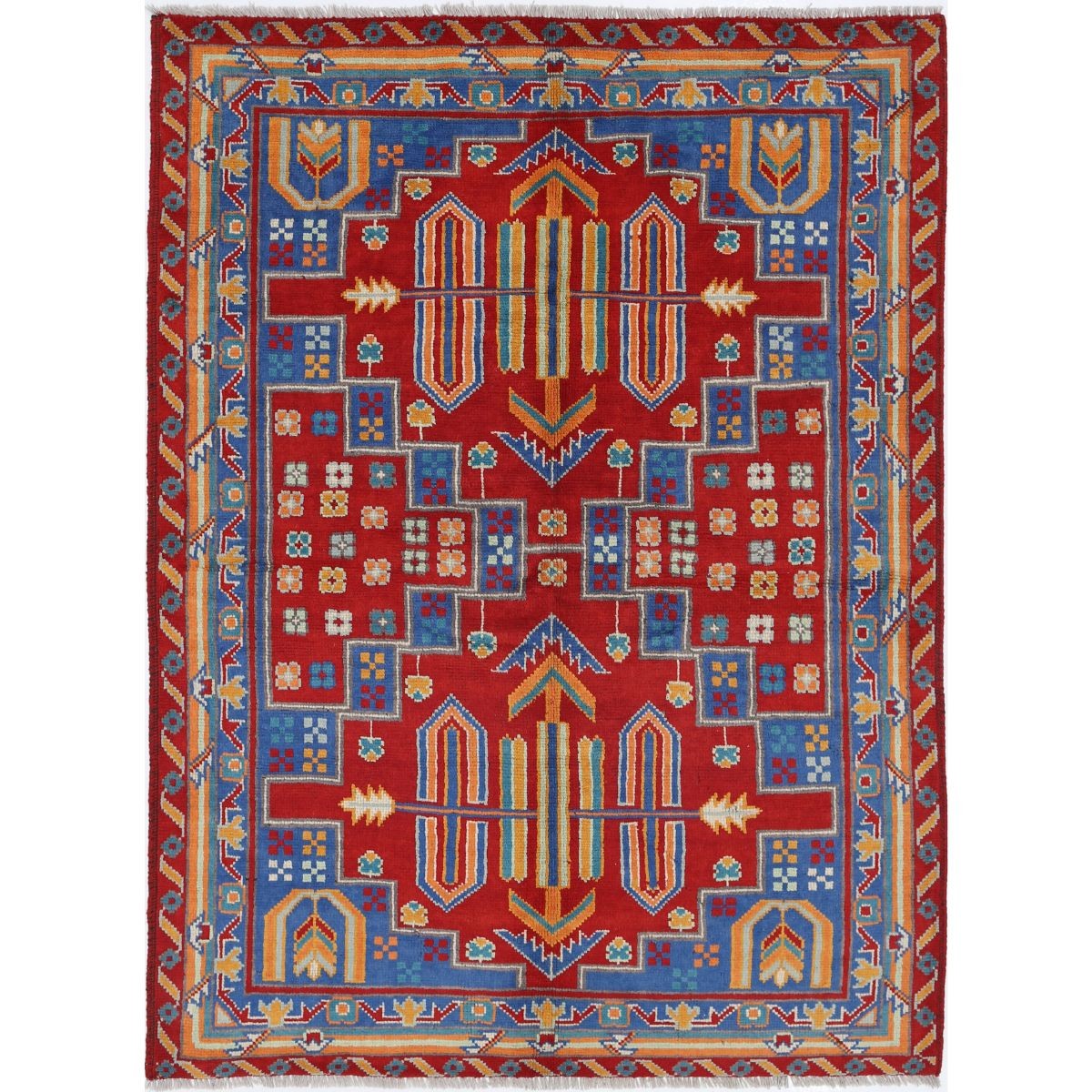 Revival 5x7 Handmade Double Knotted Washable Wool Rug - Colorful