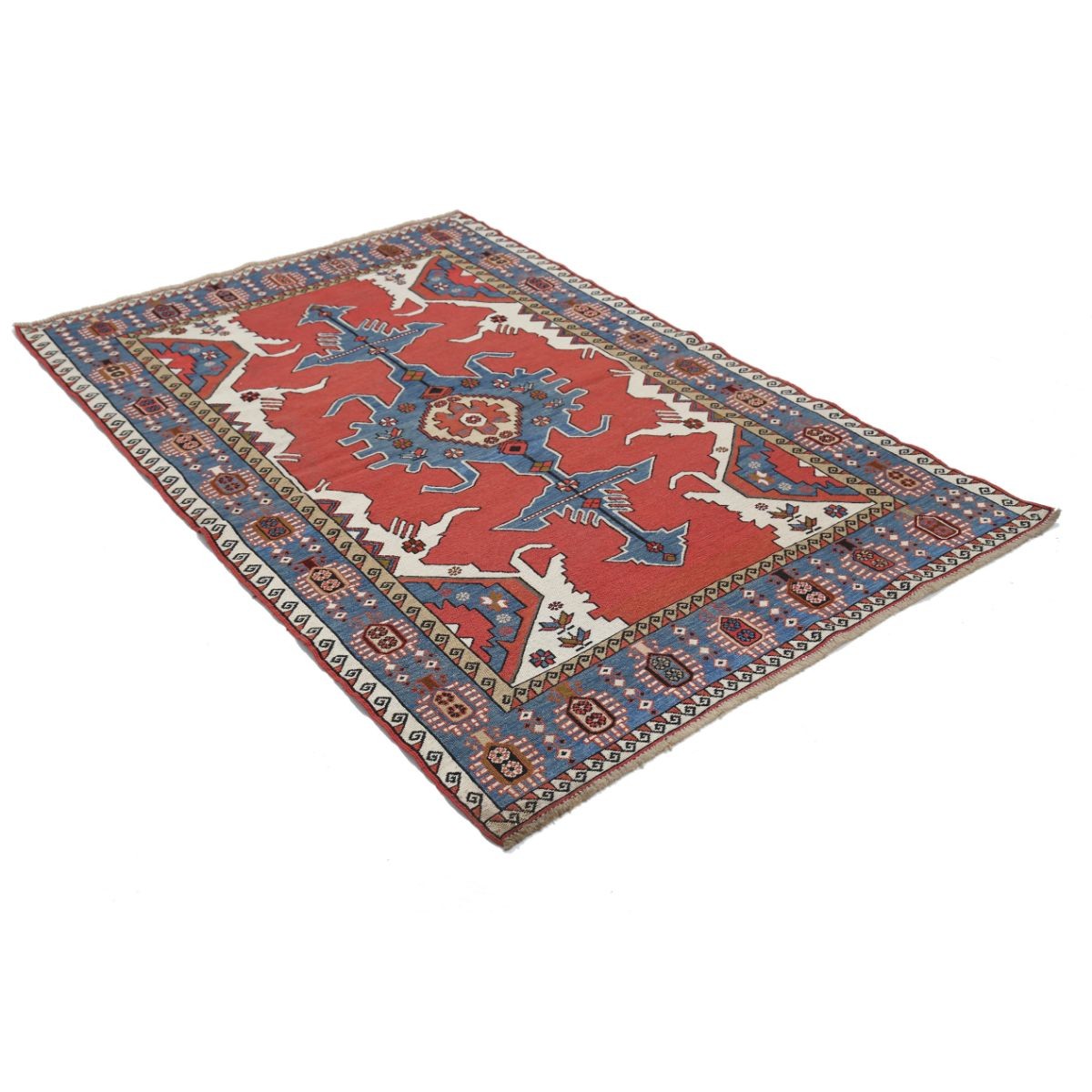 Sumak 4x7 Hand Woven Washable Wool Rug - Colorful