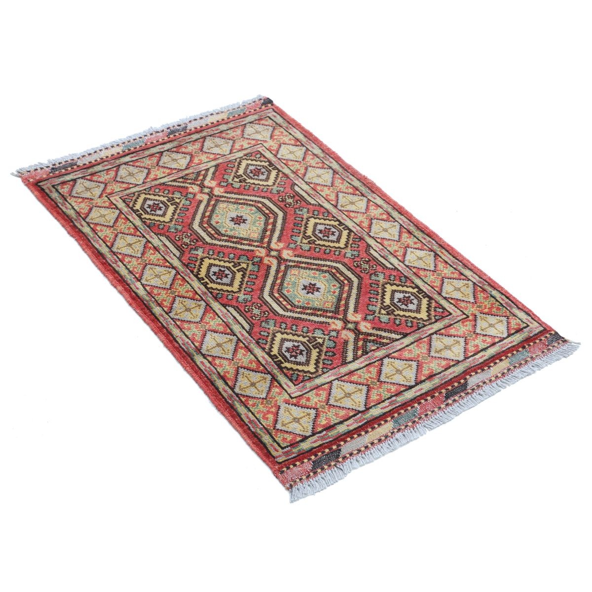 Revival 2x3 Handmade Double Knotted Washable Wool Rug - Colorful
