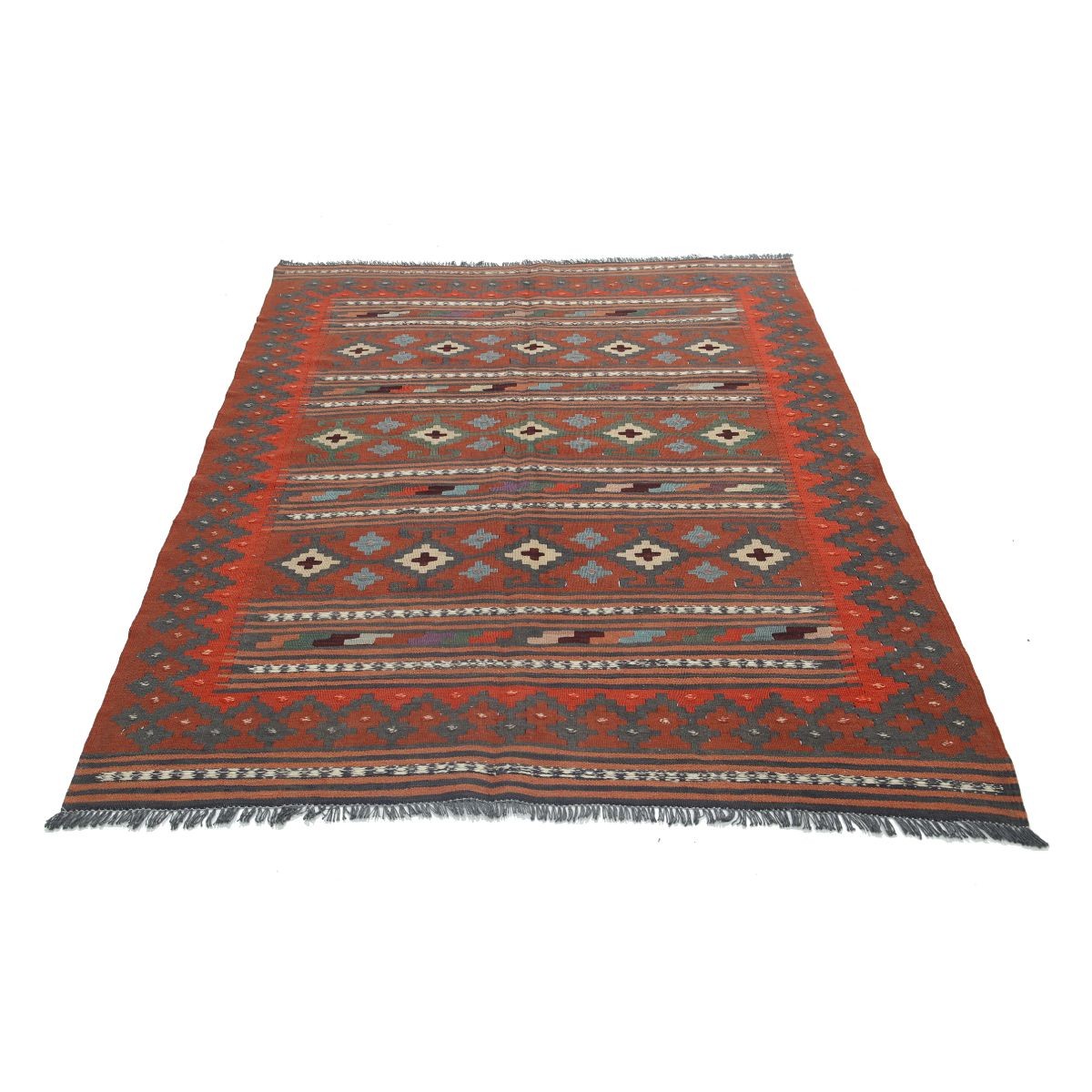 Kafkaas 5x6 Hand Woven Washable Wool Rug - Colorful