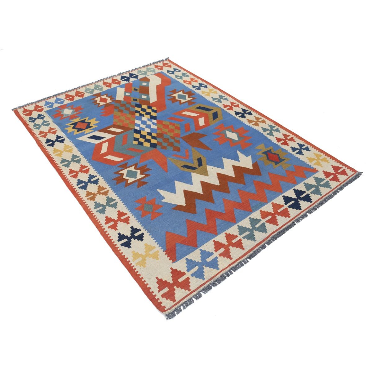 Kafkaas 5x7 Hand Woven Washable Wool Rug - Colorful