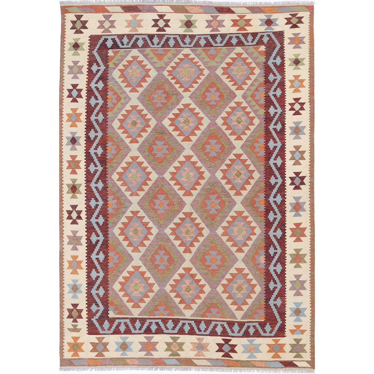 Kafkaas 7x10 Hand Woven Washable Wool Rug - Colorful
