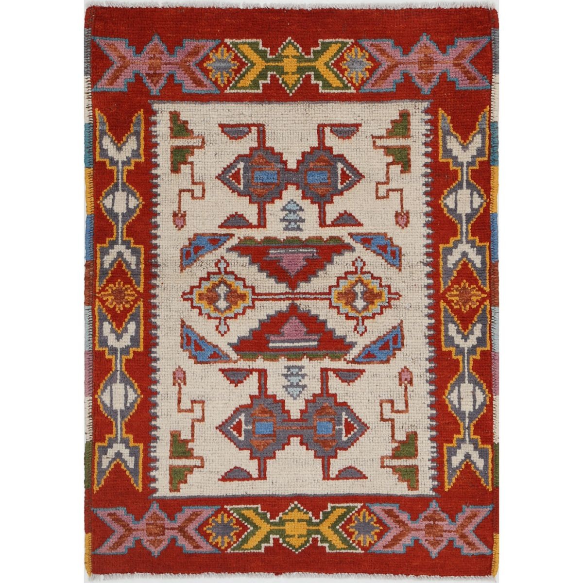 Revival 3x4 Handmade Double Knotted Washable Wool Rug - Colorful
