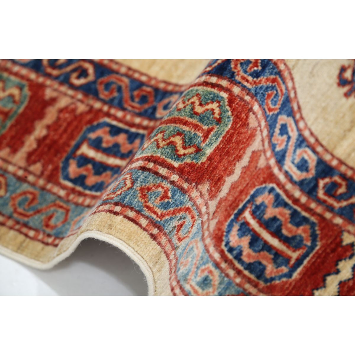 Kazak 5x6 Handmade Double Knotted Washable Wool Rug - Colorful