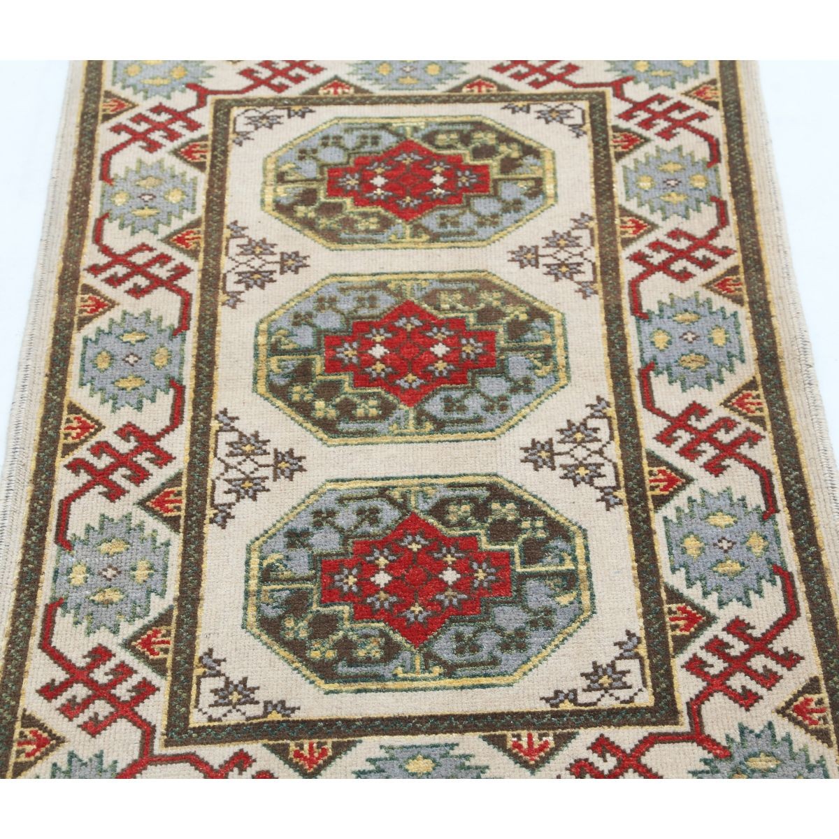 Revival 2x4 Handmade Double Knotted Washable Wool Rug - Colorful