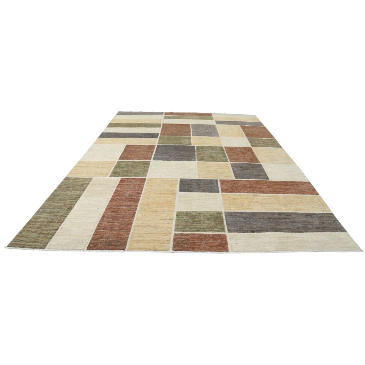 Modcar 9x13 Handmade Double Knotted Washable Wool Rug - Colorful