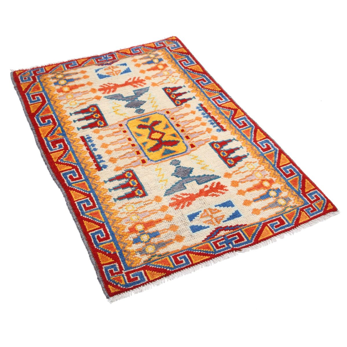 Revival 3x4 Handmade Double Knotted Washable Wool Rug - Colorful