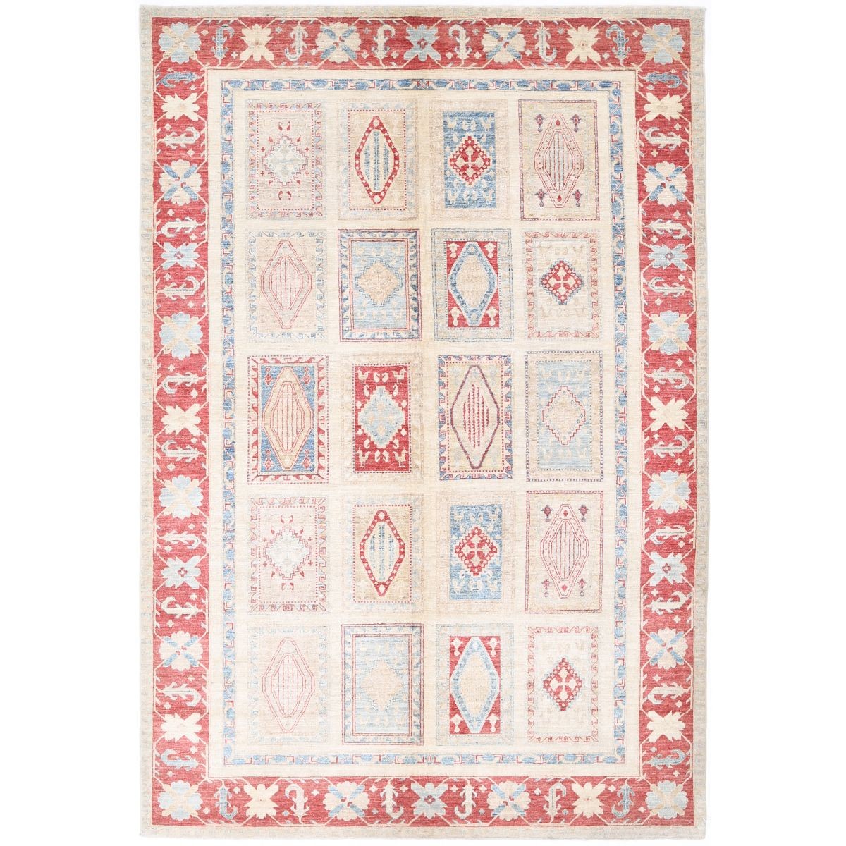 Bakhtiari 7x10 Handmade Double Knotted Washable Wool Rug - Soft Hues