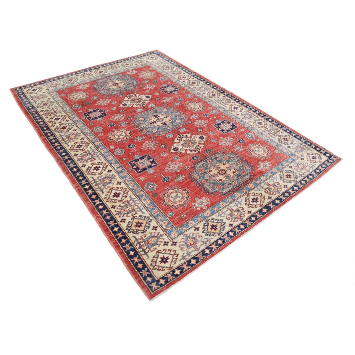 Kazak 6x8 Handmade Double Knotted Washable Wool Rug - Colorful
