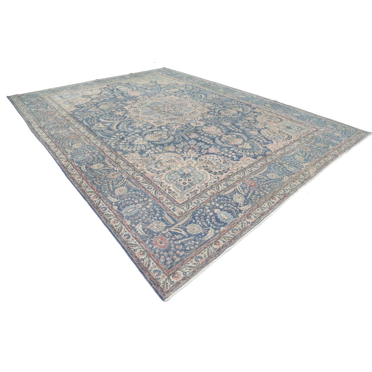Vintage 12x15 Handmade Double Knotted Washable Wool Rug - Soft Hues
