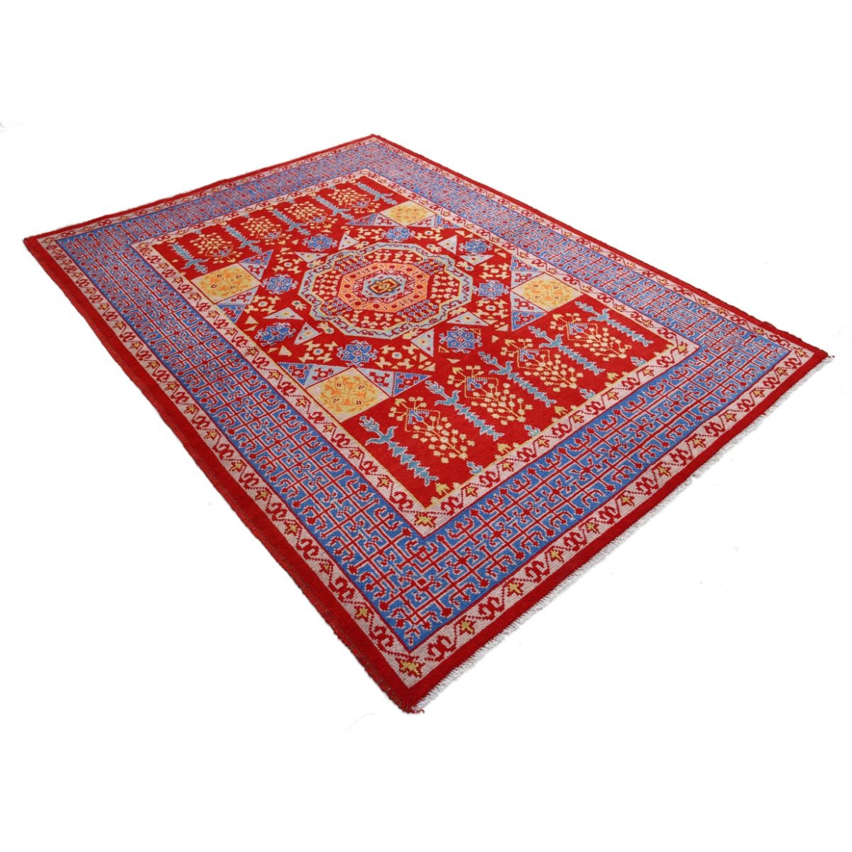 Revival 6x8 Handmade Double Knotted Washable Wool Rug - Colorful