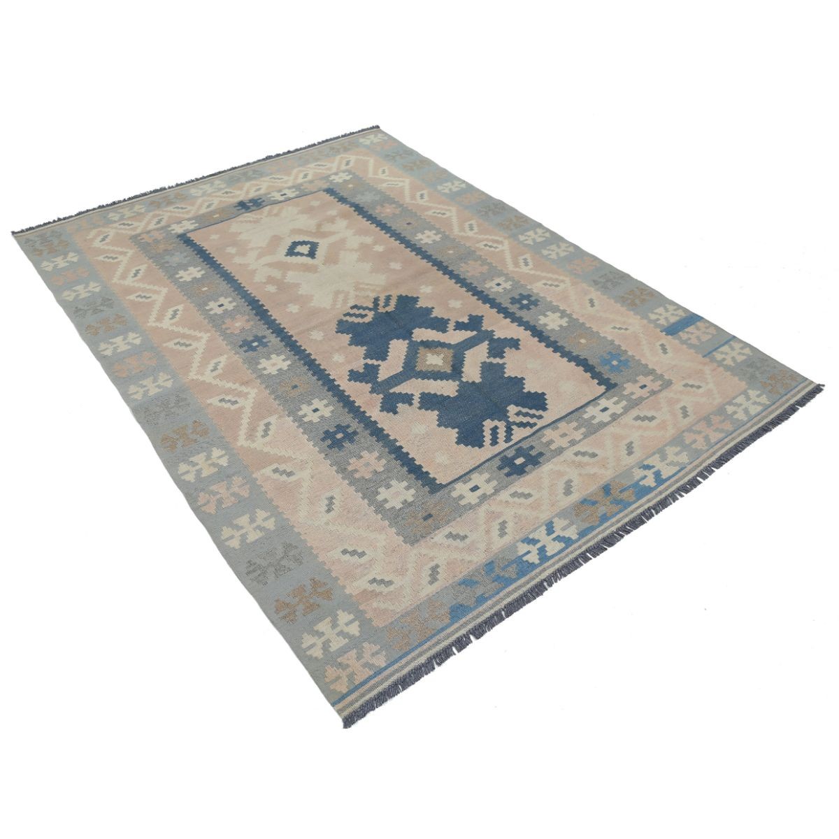 Kafkaas 5x7 Hand Woven Washable Wool Rug - Soft Hues