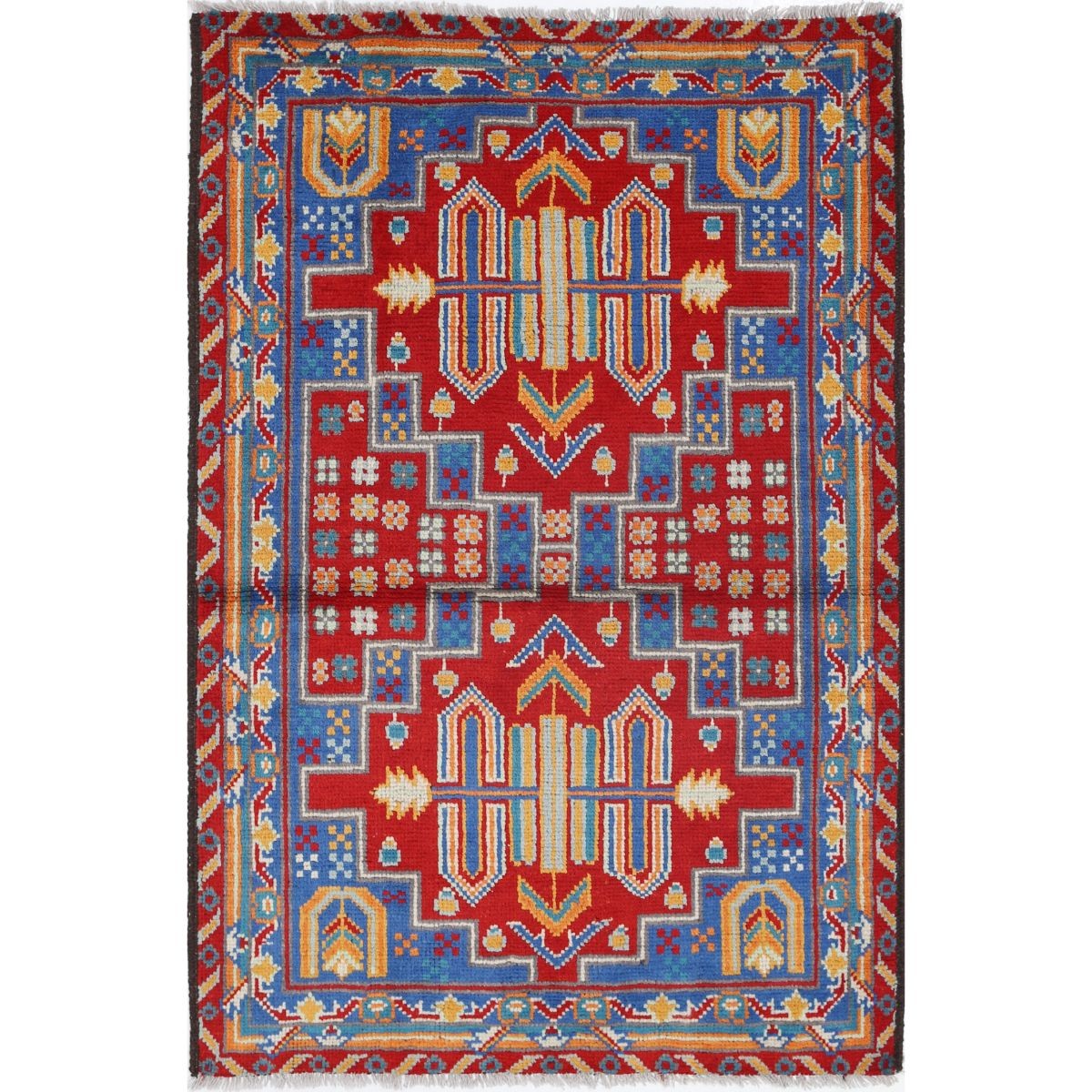 Revival 3x5 Handmade Double Knotted Washable Wool Rug - Colorful