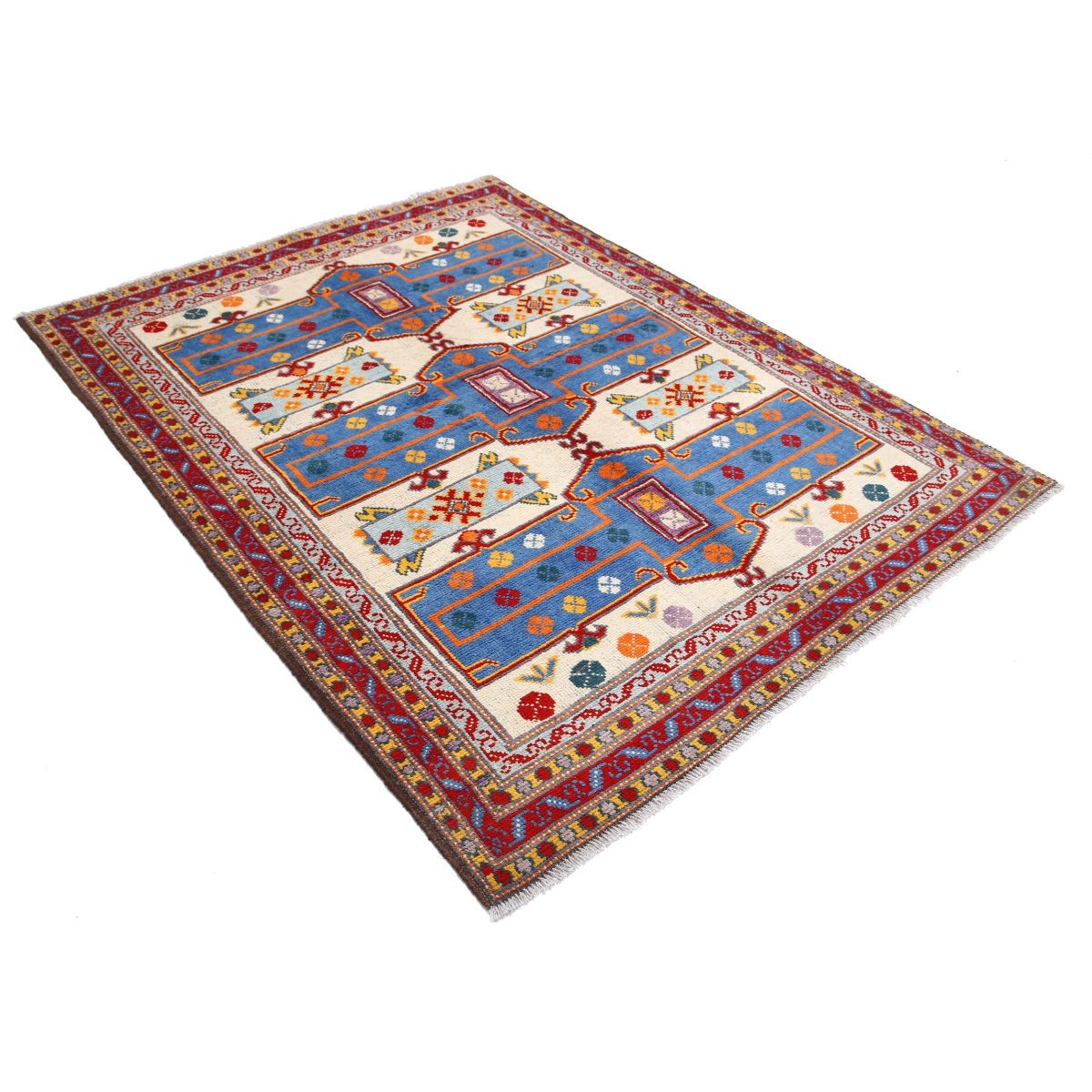 Revival 5x7 Handmade Double Knotted Washable Wool Rug - Colorful
