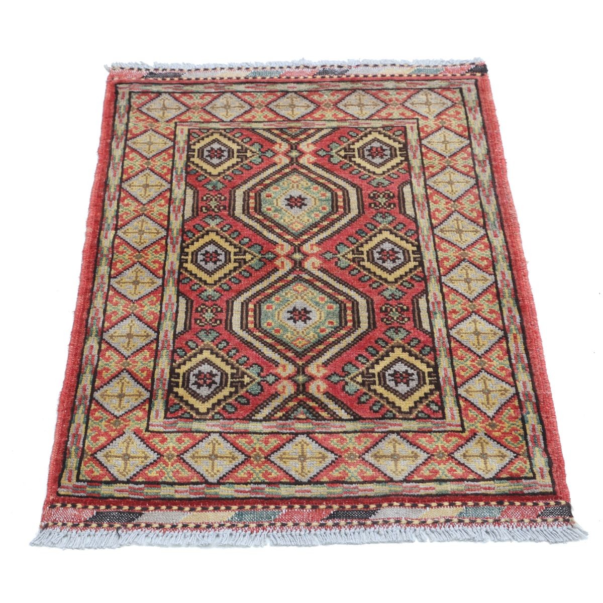 Revival 2x3 Handmade Double Knotted Washable Wool Rug - Colorful