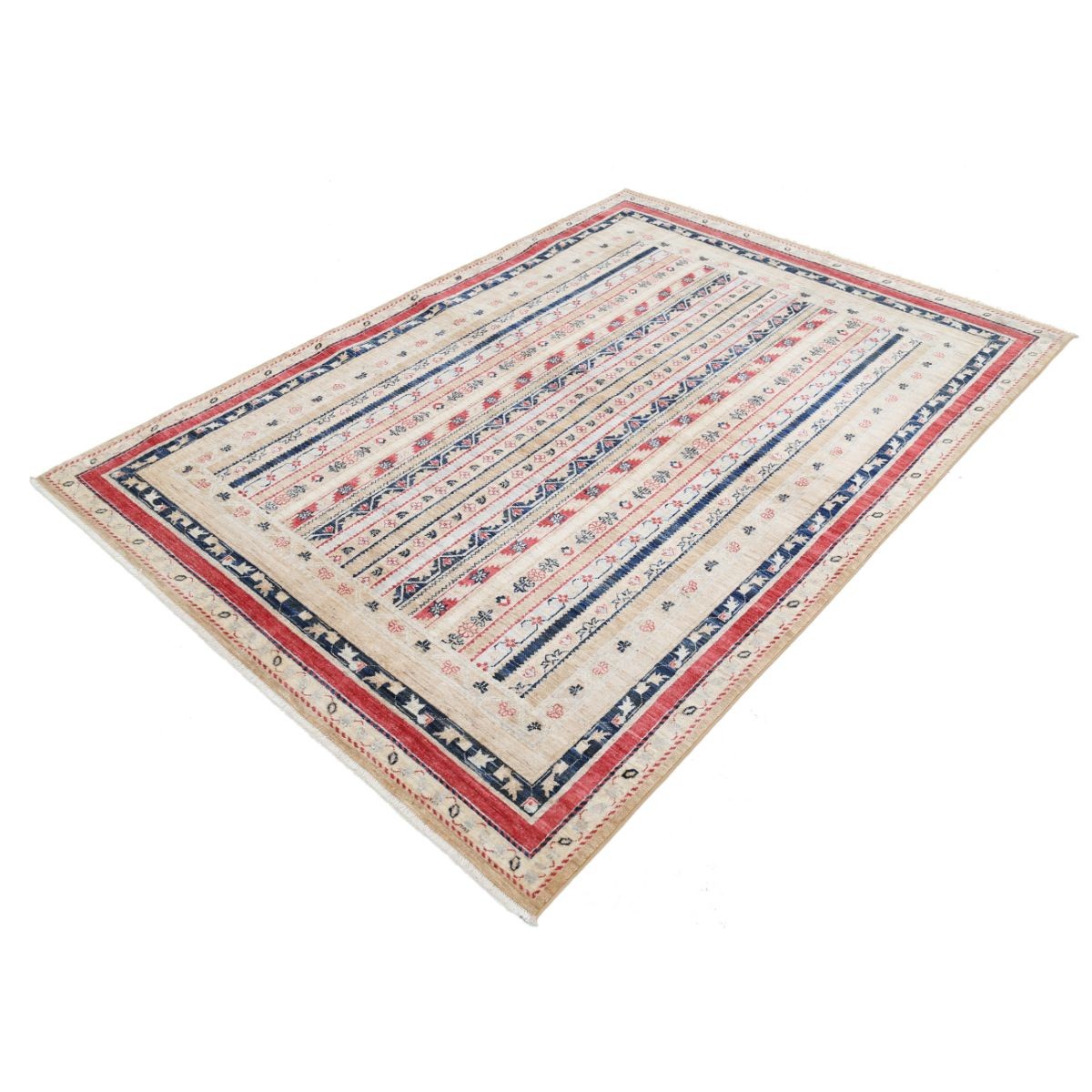 Shaal 6x8 Handmade Double Knotted Washable Wool Rug - Colorful