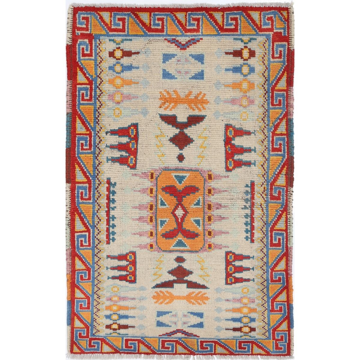 Revival 3x4 Handmade Double Knotted Washable Wool Rug - Colorful