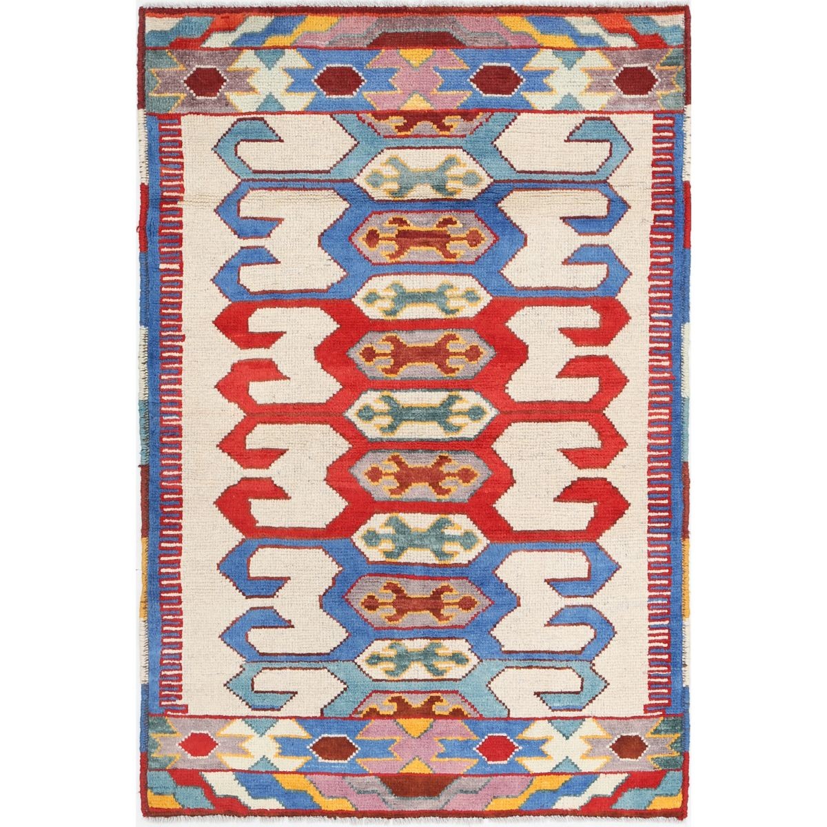 Revival 3x5 Handmade Double Knotted Washable Wool Rug - Colorful