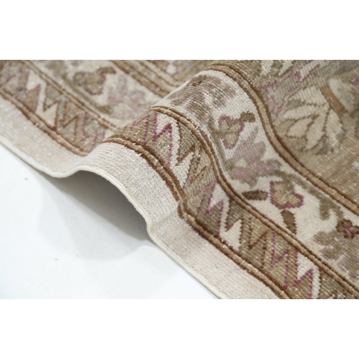 Vintage 12x23 Handmade Double Knotted Washable Wool Rug - Soft Hues