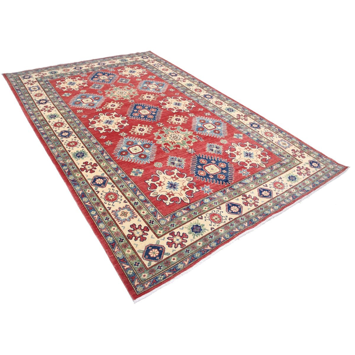 Kazak 7x10 Handmade Double Knotted Washable Wool Rug - Colorful