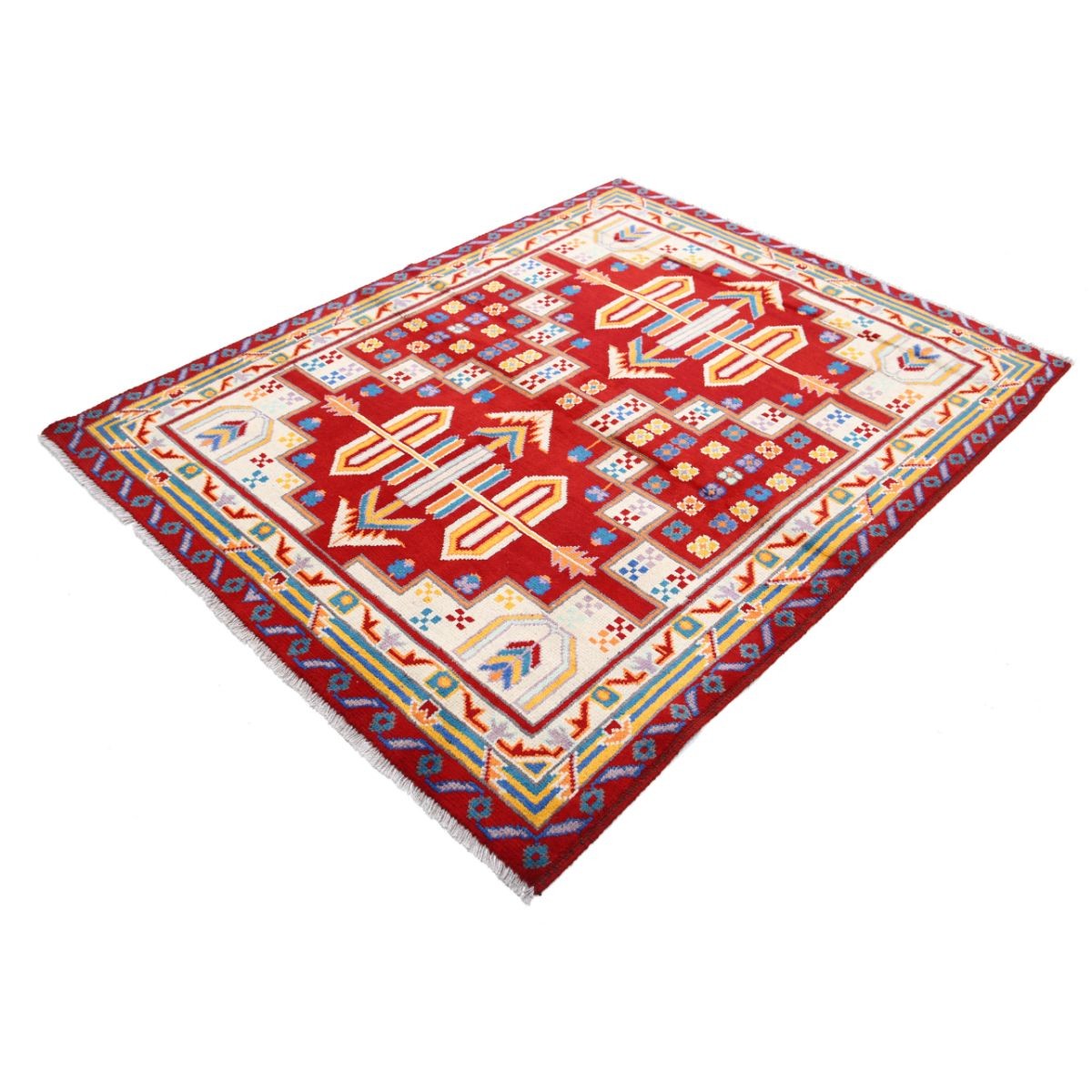 Revival 5x6 Handmade Double Knotted Washable Wool Rug - Colorful