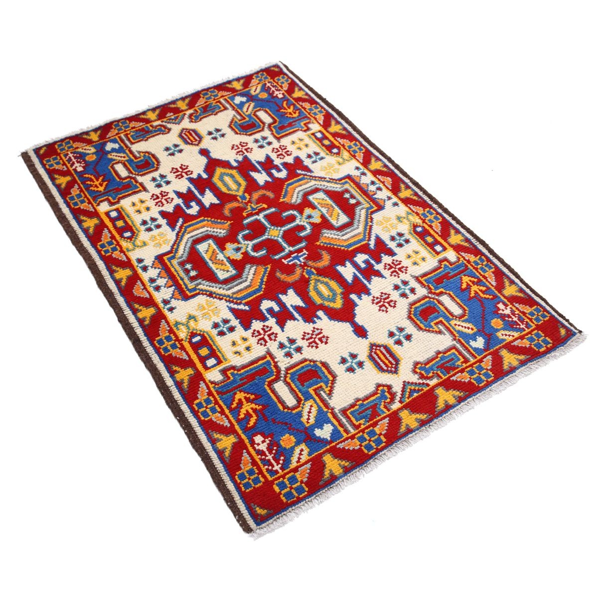 Revival 3x4 Handmade Double Knotted Washable Wool Rug - Colorful