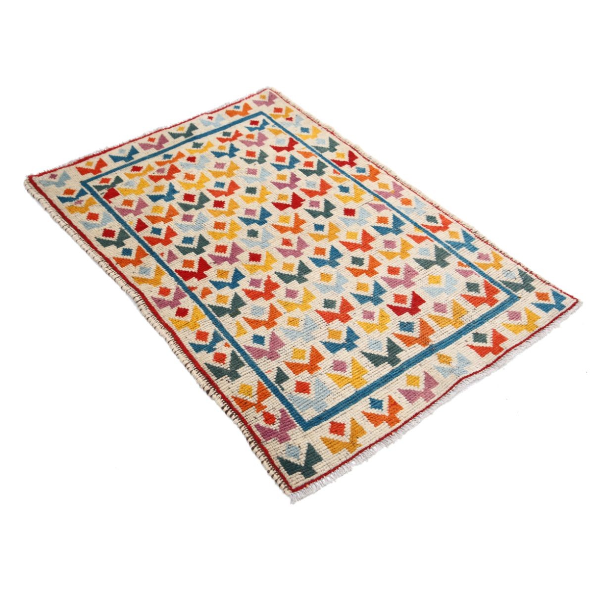Revival 3x4 Handmade Double Knotted Washable Wool Rug - Colorful
