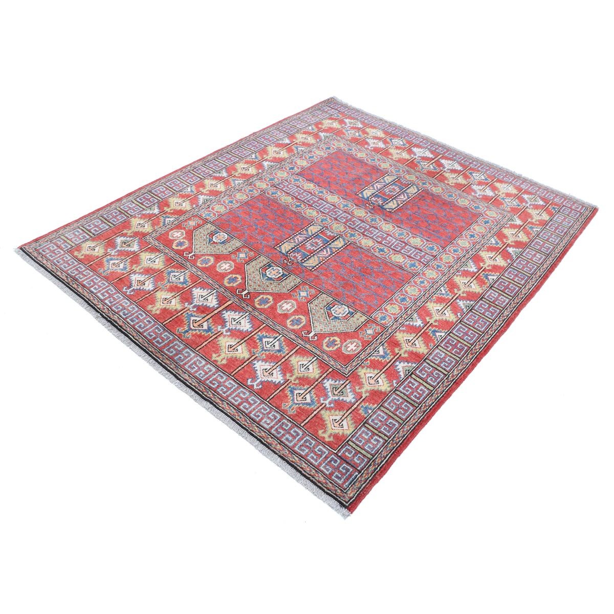 Revival 5x6 Handmade Double Knotted Washable Wool Rug - Colorful
