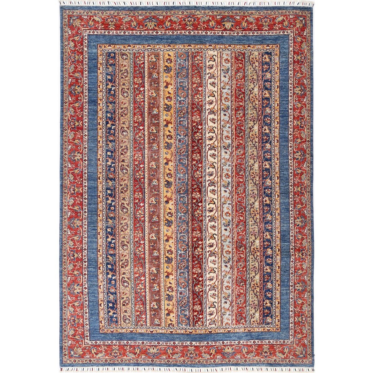 Shaal 7x10 Handmade Double Knotted Washable Wool Rug - Colorful