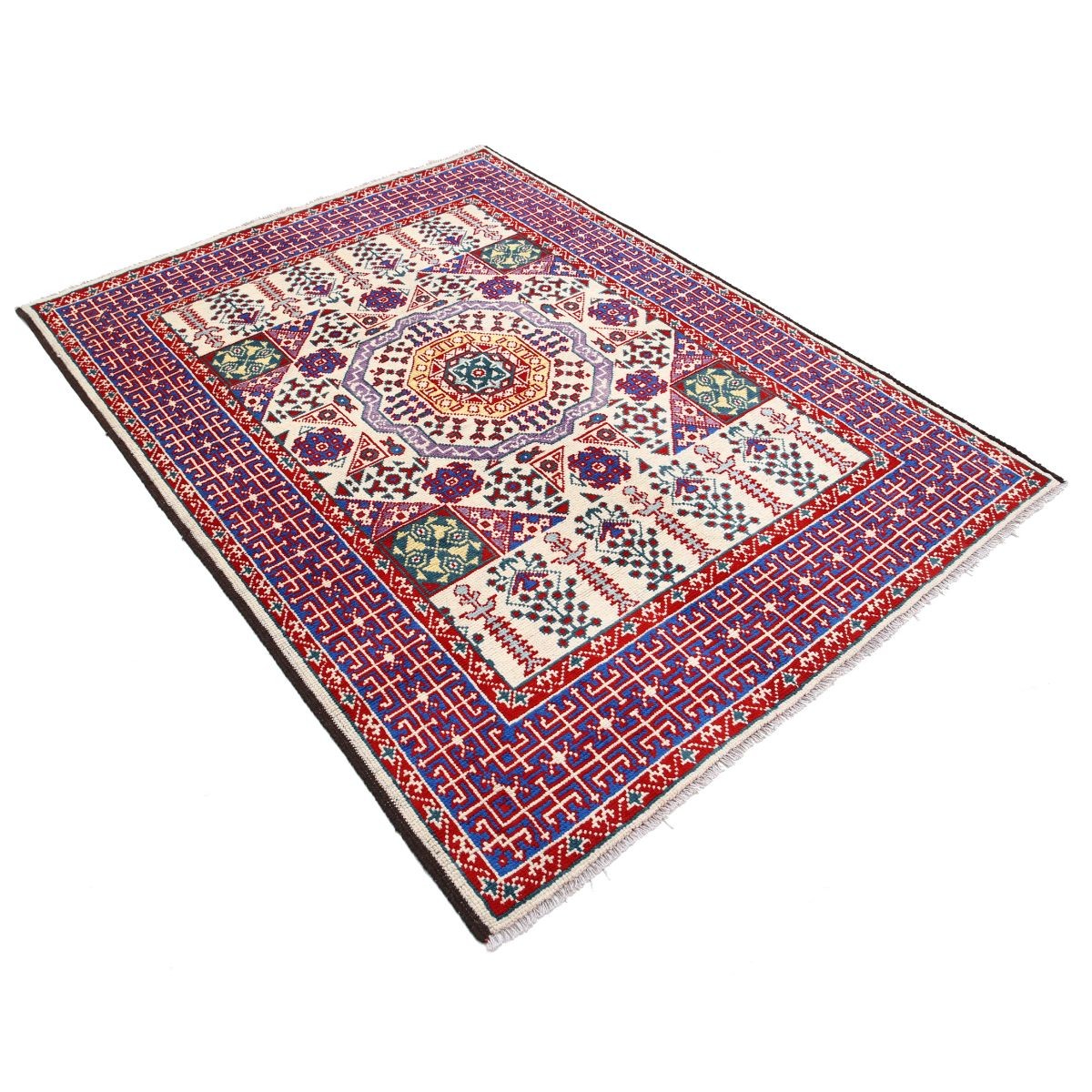 Revival 5x7 Handmade Double Knotted Washable Wool Rug - Colorful