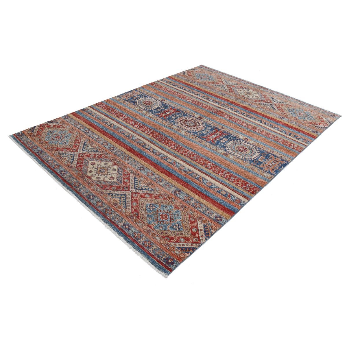 Khurjeen 6x8 Handmade Double Knotted Washable Wool Rug - Colorful