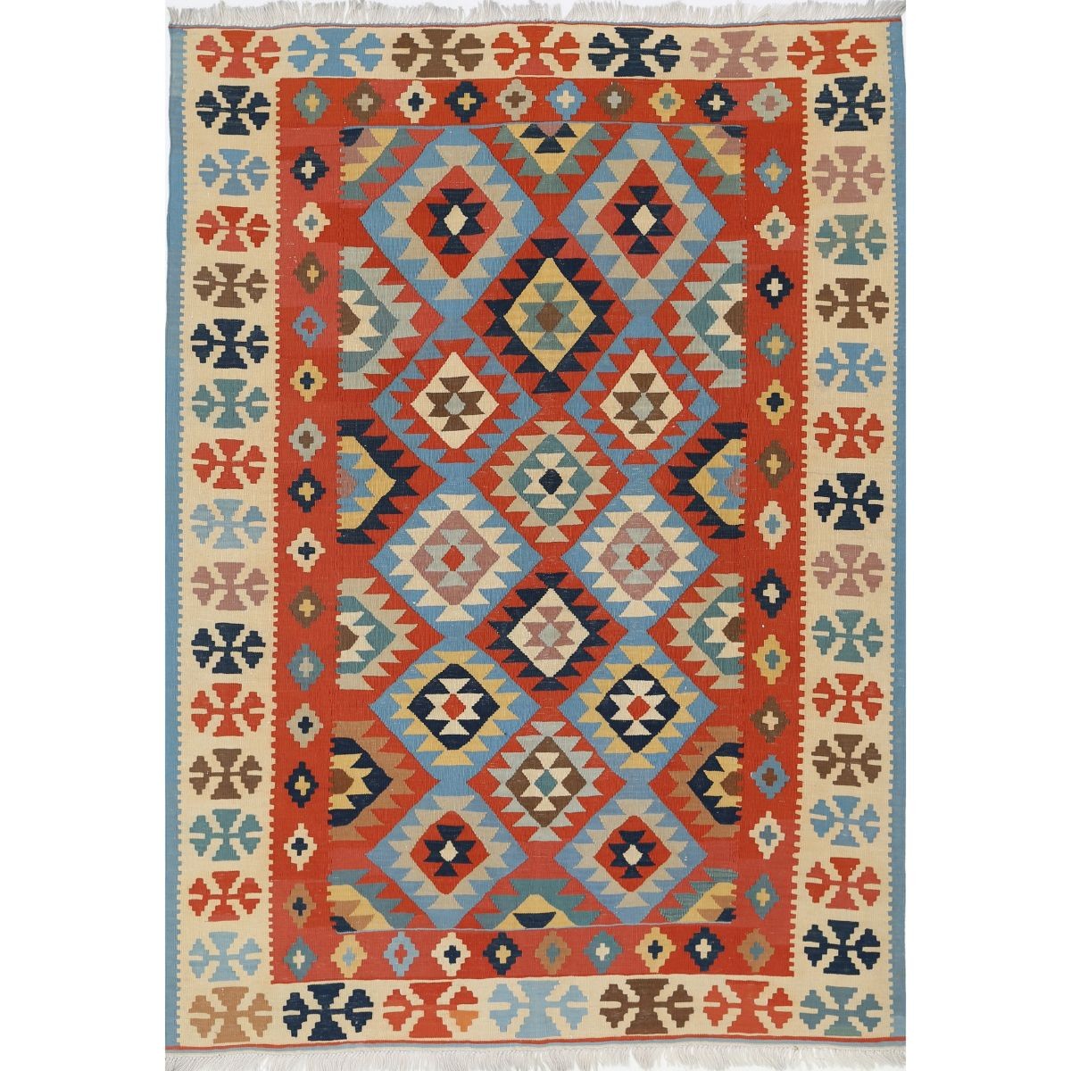 Kafkaas 6x8 Hand Woven Washable Wool Rug - Colorful