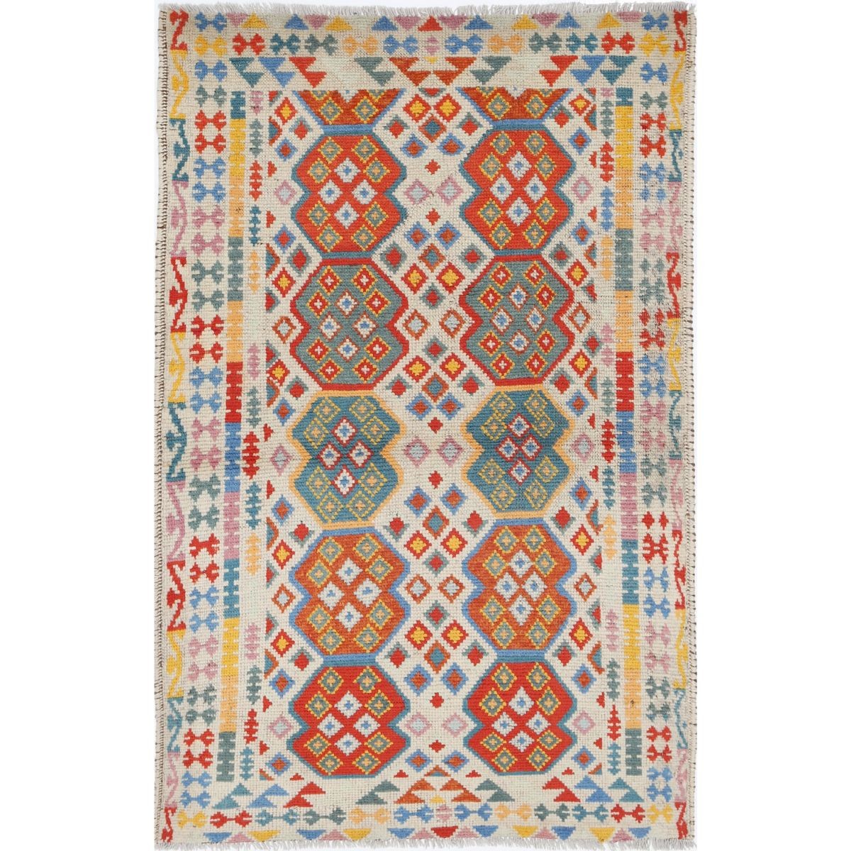 Revival 3x5 Handmade Double Knotted Washable Wool Rug - Colorful