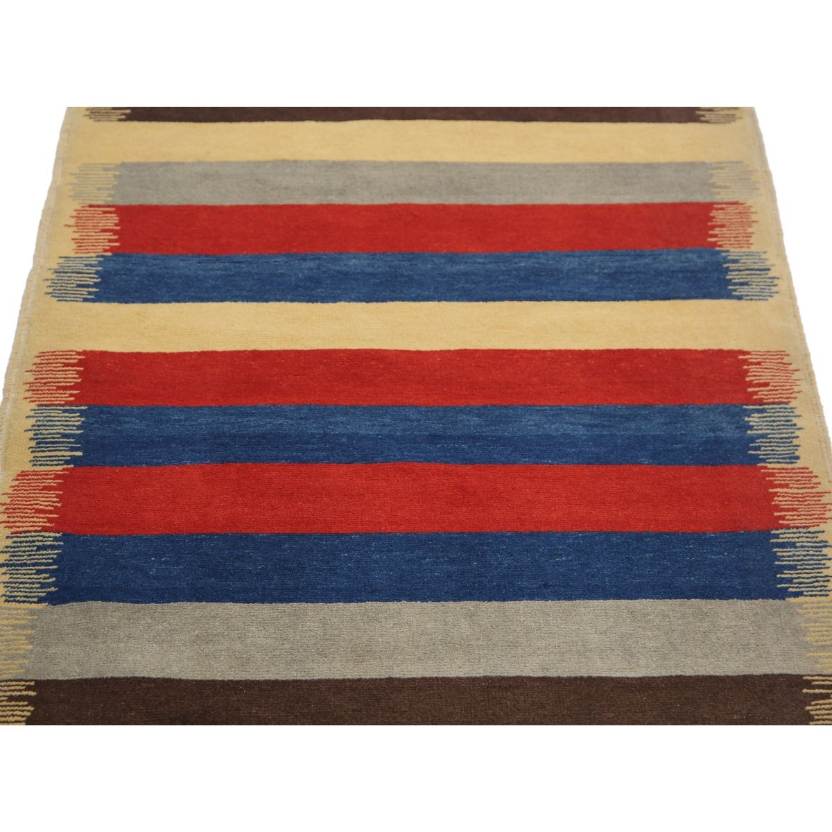 Modcar 2x7 Handmade Double Knotted Washable Wool Runner - Colorful