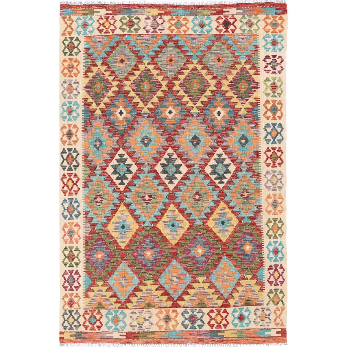 Maimana 5x8 Hand Woven Washable Wool Rug - Colorful