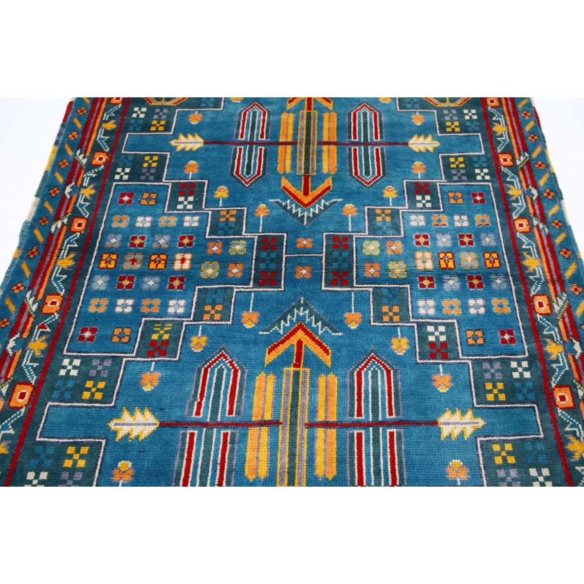 Revival 5x6 Handmade Double Knotted Washable Wool Rug - Colorful