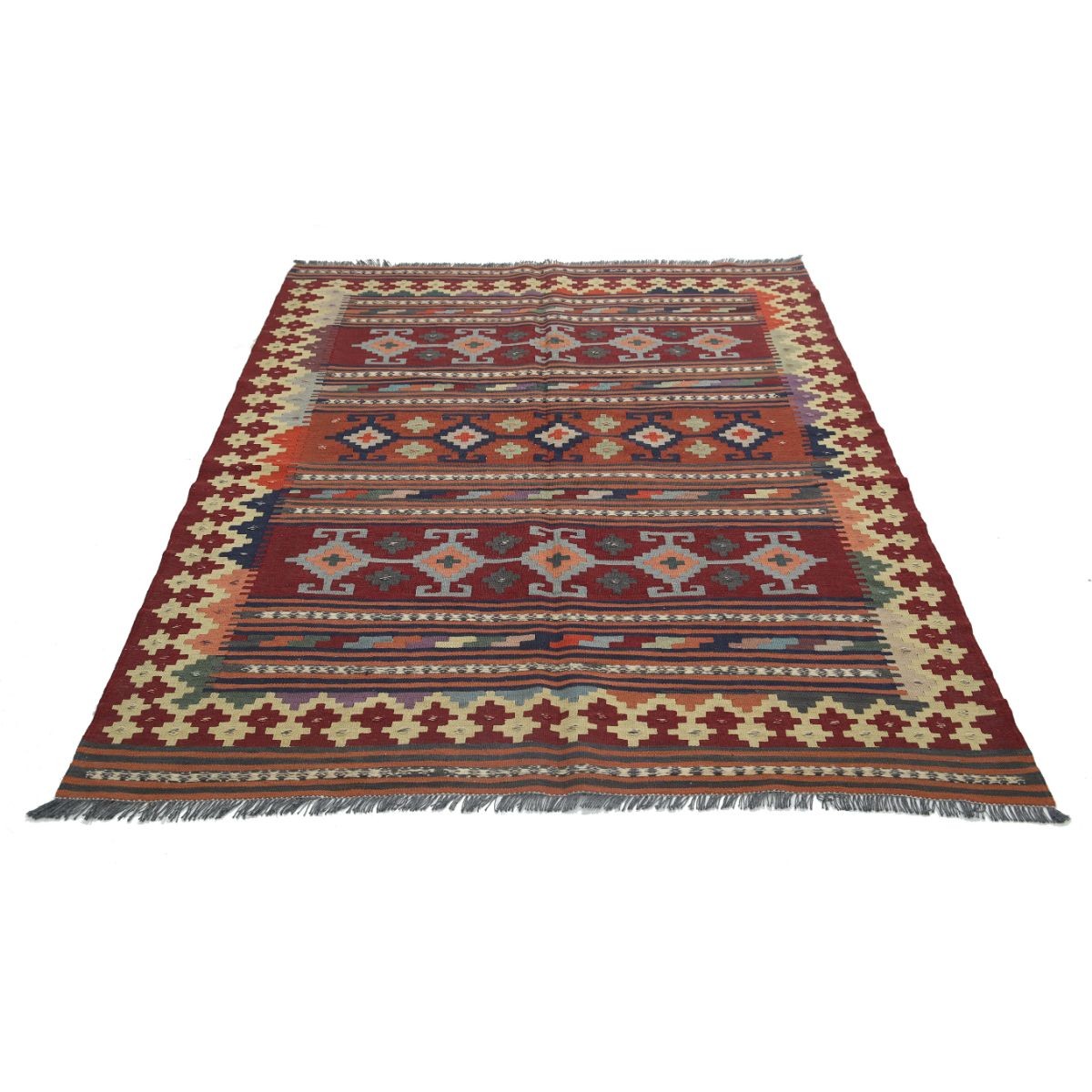 Kafkaas 5x6 Hand Woven Washable Wool Rug - Colorful