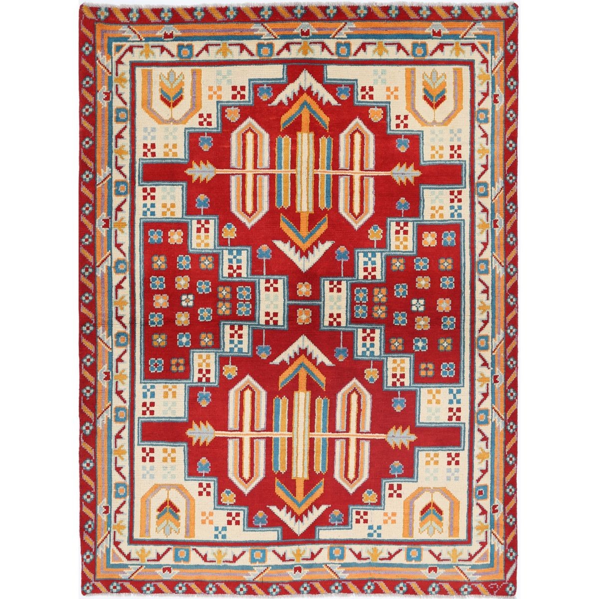 Revival 5x7 Handmade Double Knotted Washable Wool Rug - Colorful