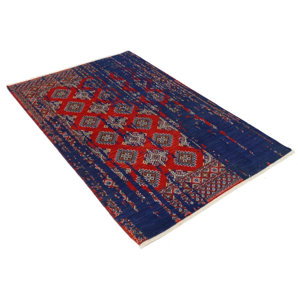 Ajrak 4x6 Powered-Loomed Washable Wool Rug - Colorful