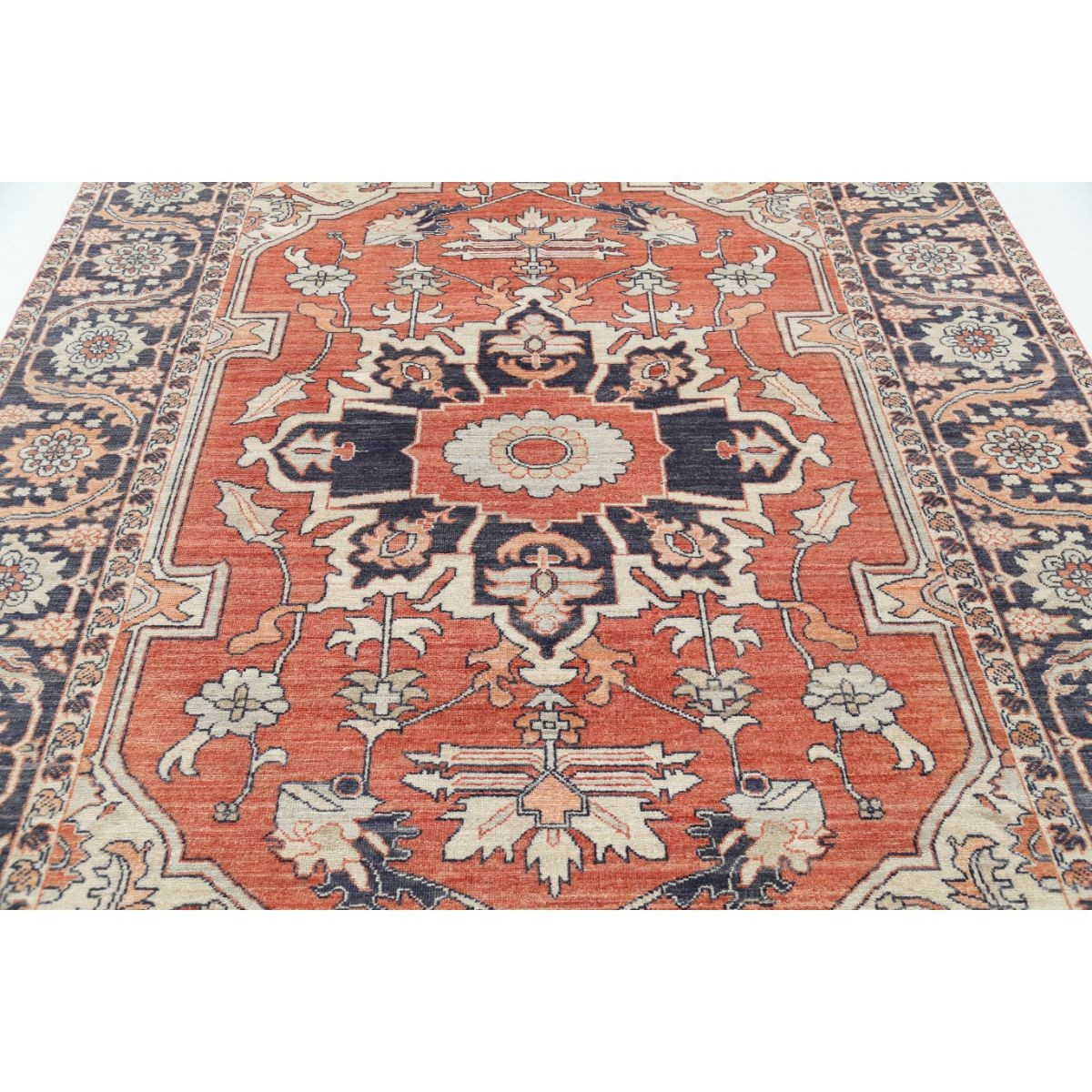 Heriz 7x10 Handmade Double Knotted Washable Wool Rug - Colorful