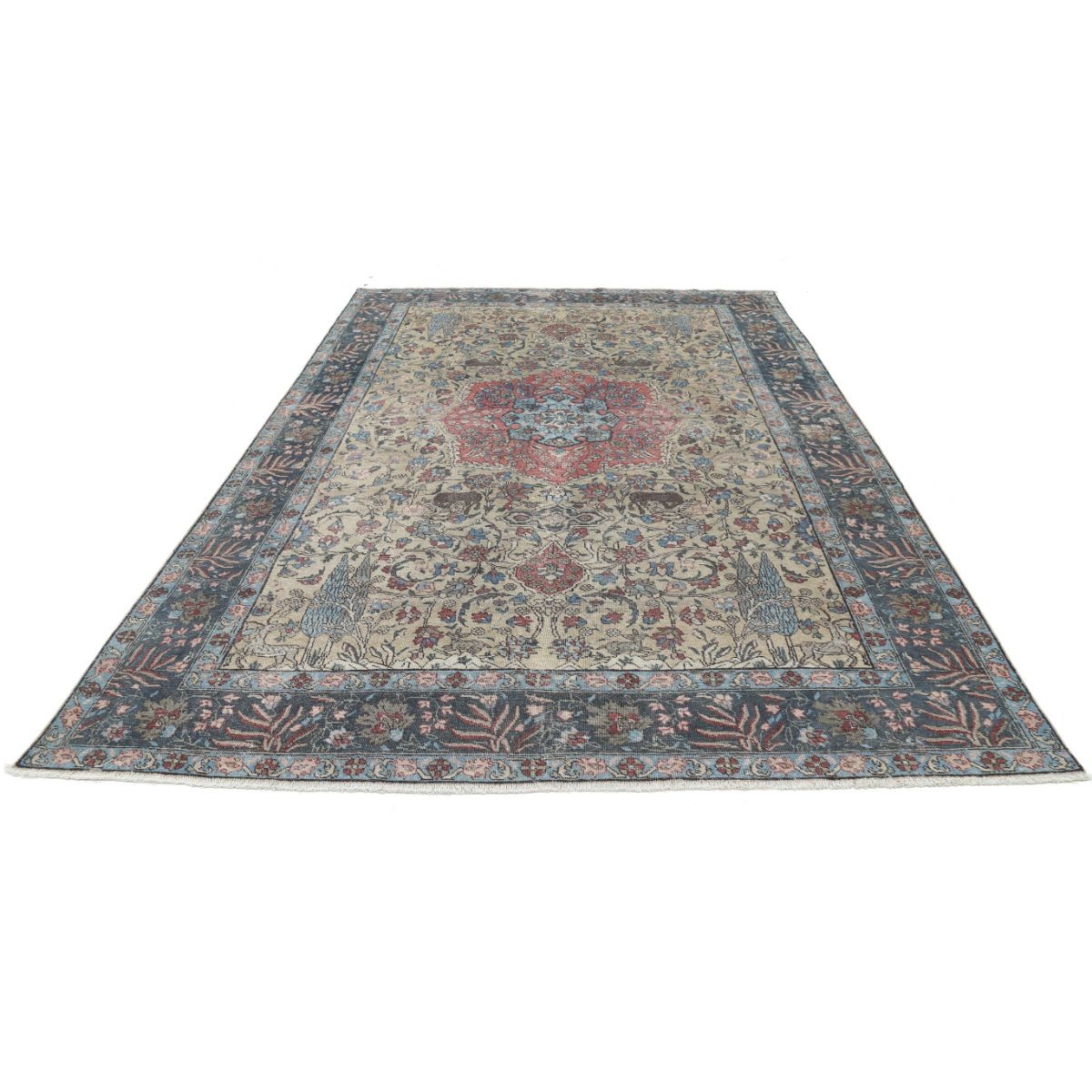 Vintage 8x11 Handmade Double Knotted Washable Wool Rug - Soft Hues