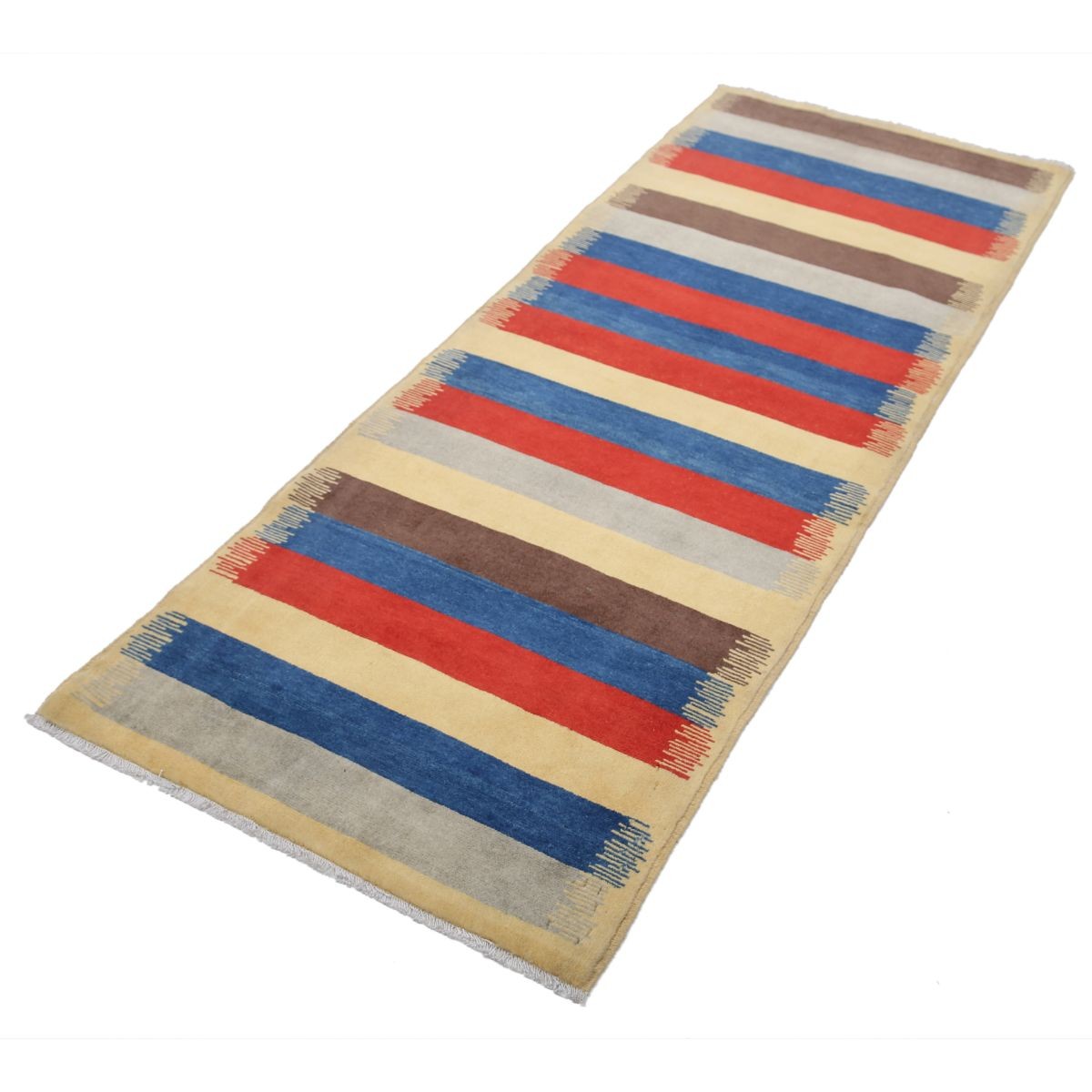 Modcar 2x7 Handmade Double Knotted Washable Wool Runner - Colorful