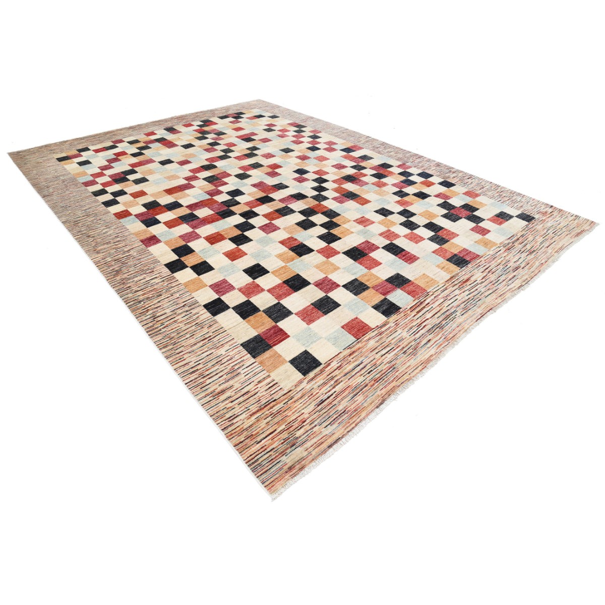 Modcar 10x13 Handmade Double Knotted Washable Wool Rug - Colorful