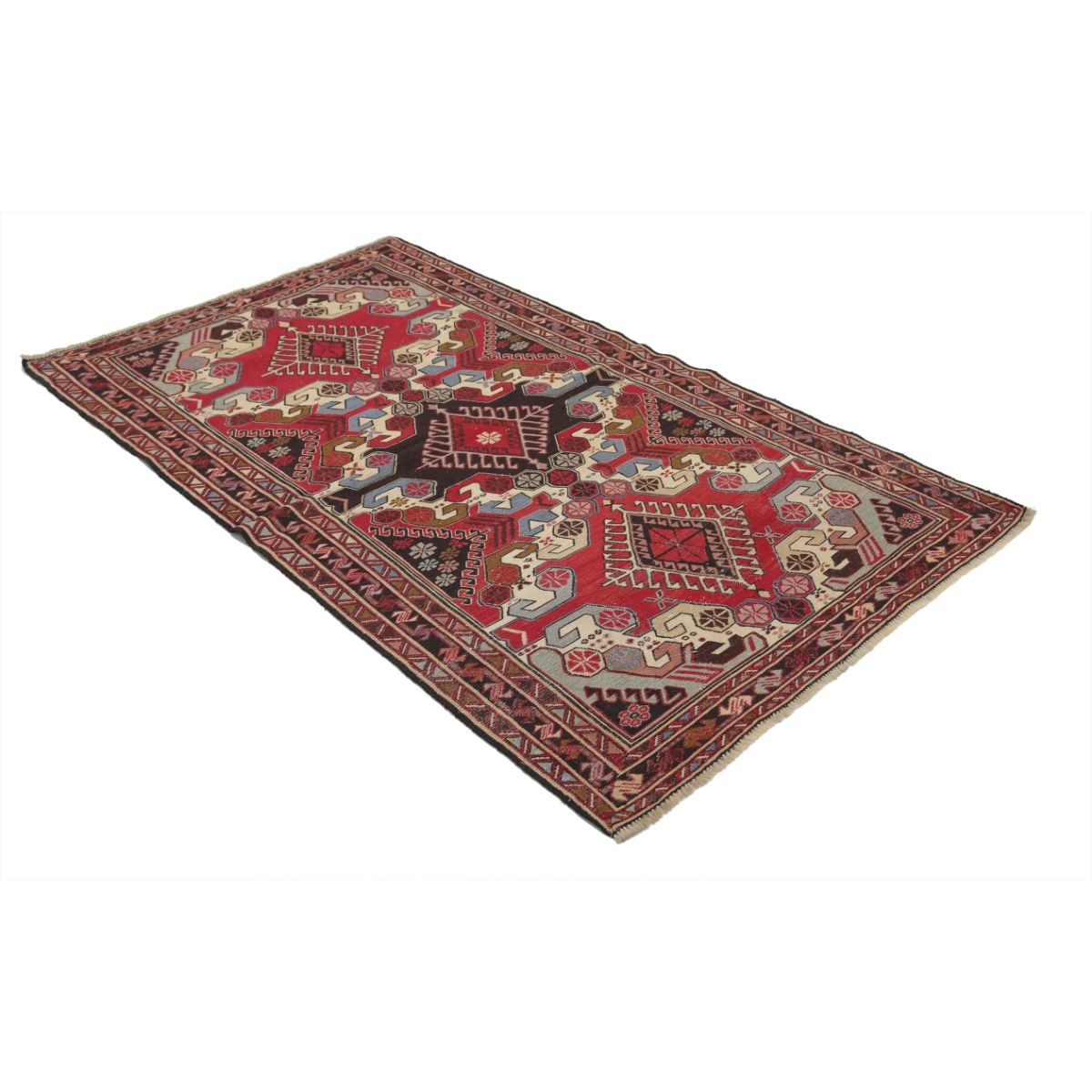 Sumak 4x7 Hand Woven Washable Wool Rug - Colorful