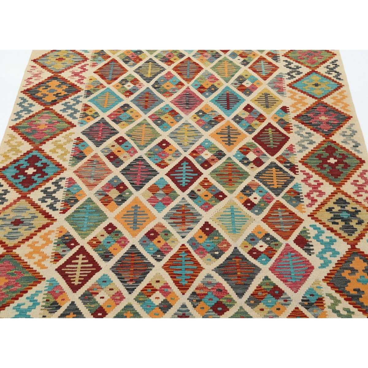 Maimana 5x7 Hand Woven Washable Wool Rug - Colorful